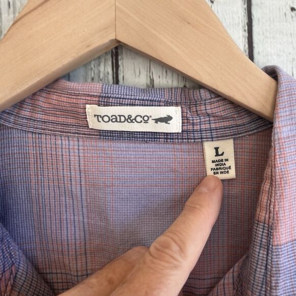 Toad & Co Womens Airbrush Deco Shirt Size L Outdoor Hiking Plaid Sustainable - Picture 8 of 12